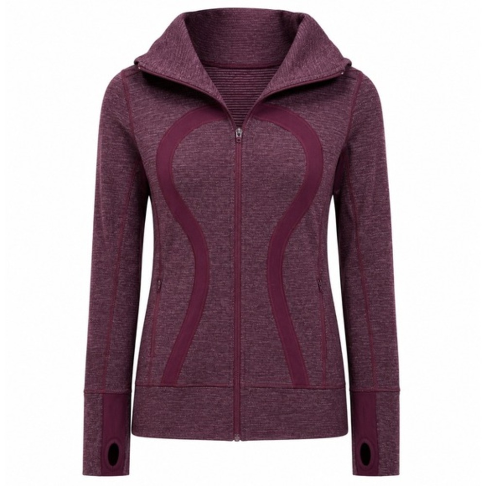 Lululemon Stride Hoodie Jacket Mini Check Pique Heathered Plum Size 8‎